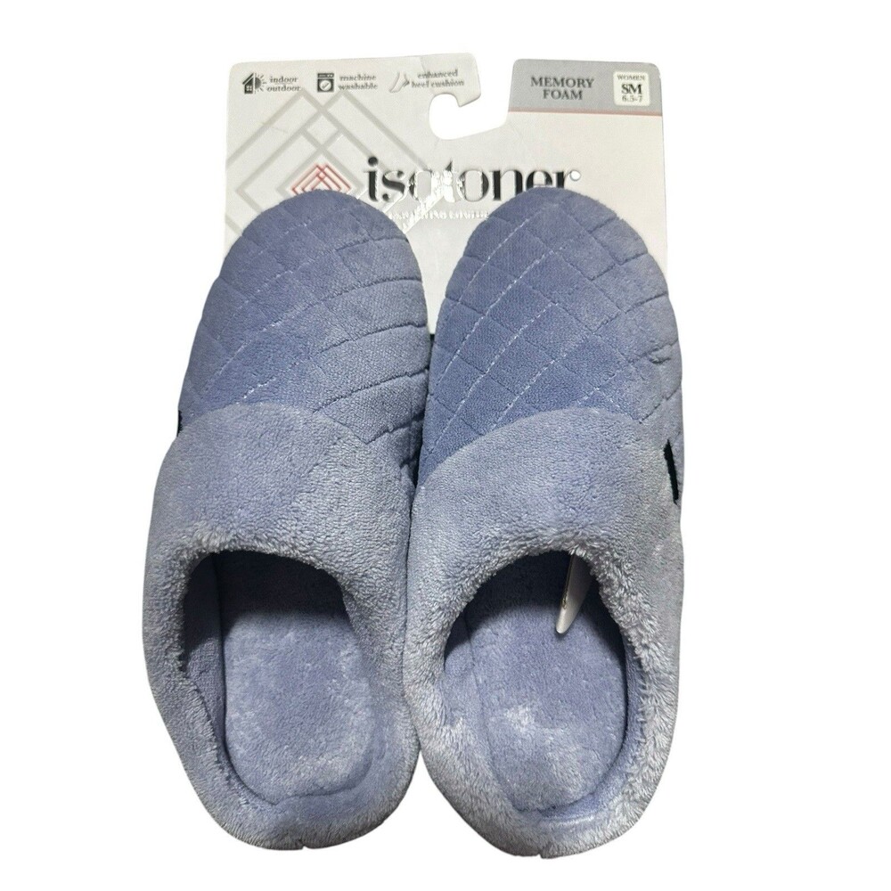Isotoner Women's US 6.5-7 SM Clog Memory Foam Slippers Periwinkle NWT